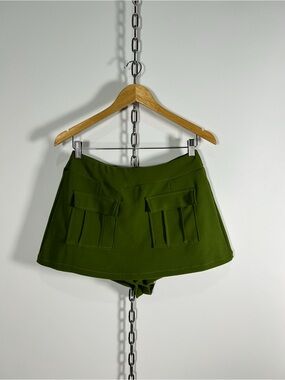 Y2K Style Olive Green Skort